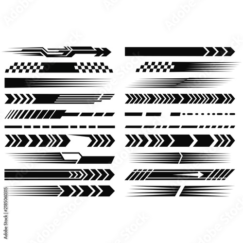 Obraz na plátně Racing Stripes and Speed Decals Set for Sports Car Vinyl Graphics