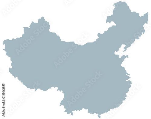 China map silhouette isolated vector illustration blue grey shape outline