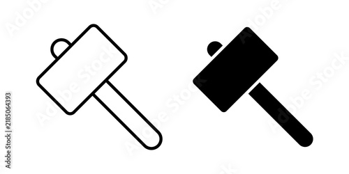 Obraz na płótnie Hammer icon flat outline in black