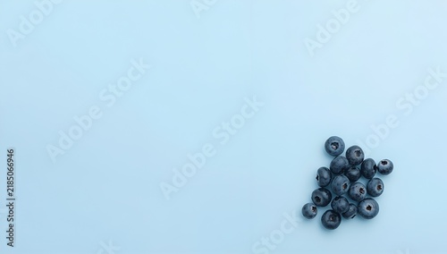 Blueberry Cluster on Light Blue Background