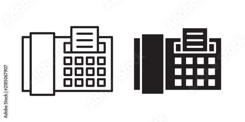 Foto Fax machine icon flat outline in black