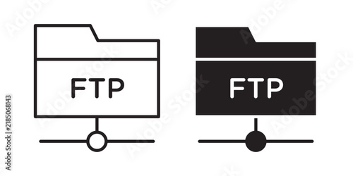 Foto FTP icon flat outline in black