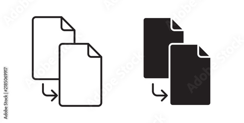 Fotografie Duplicate icon flat outline in black