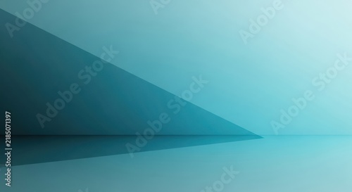 A minimalist, geometric abstract composition with a gradient of blue shades on a white background.