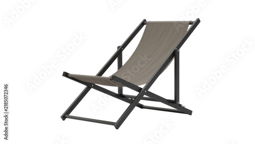 Принти на полотні Modern grey fabric deck chair with dark metal frame, isolated on transparent bac