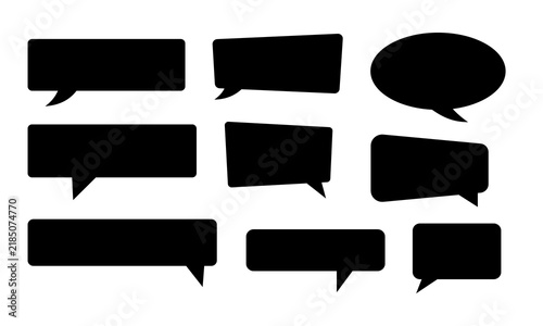 Konstfotografi Black speech bubble silhouettes in diverse rectangular and oval shapes for comic book dialogue text boxes social media comments and digital communication design