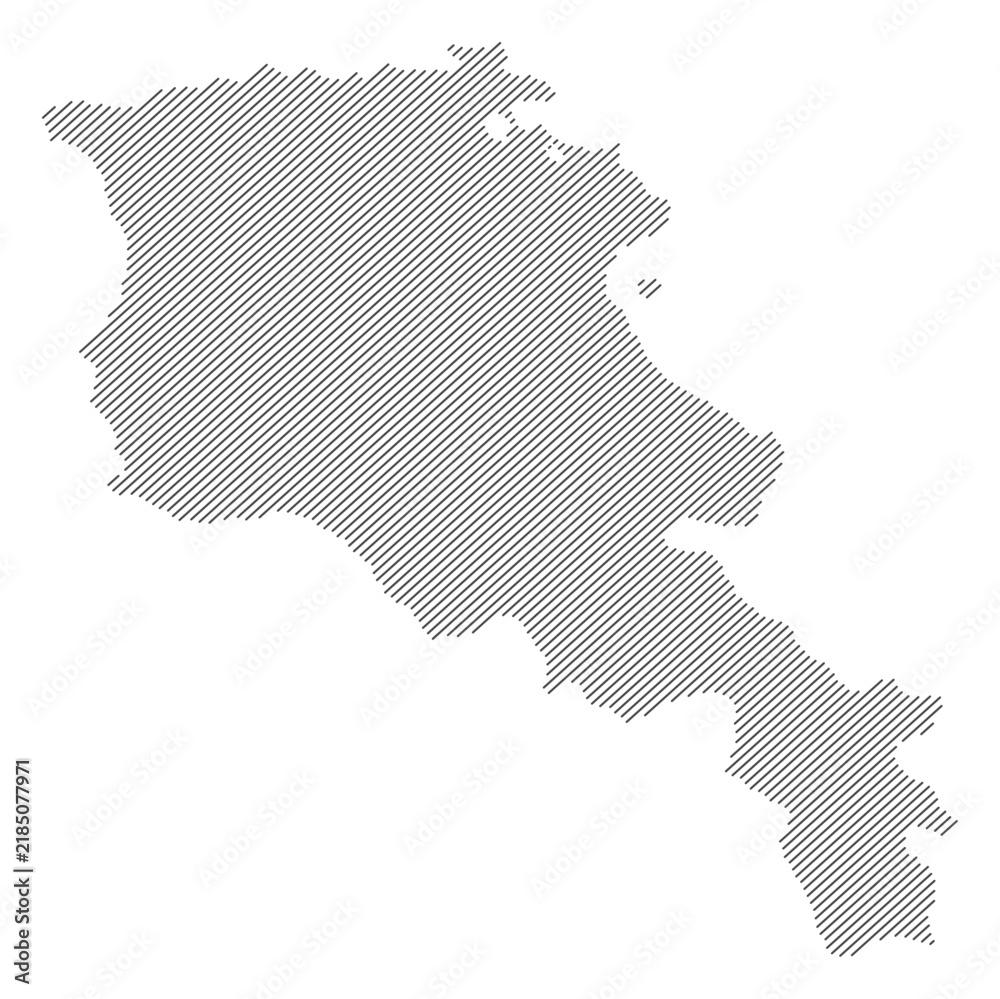 Obraz premium Armenia map with diagonal stripes in gray vector illustration
