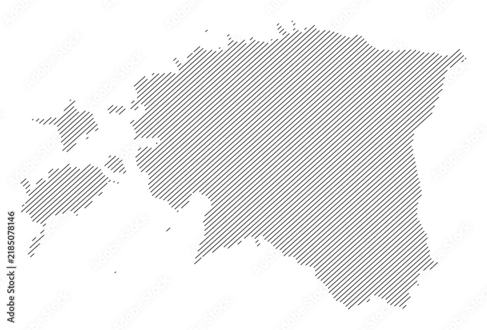 Fototapeta premium Estonia map with diagonal stripes in gray vector illustration