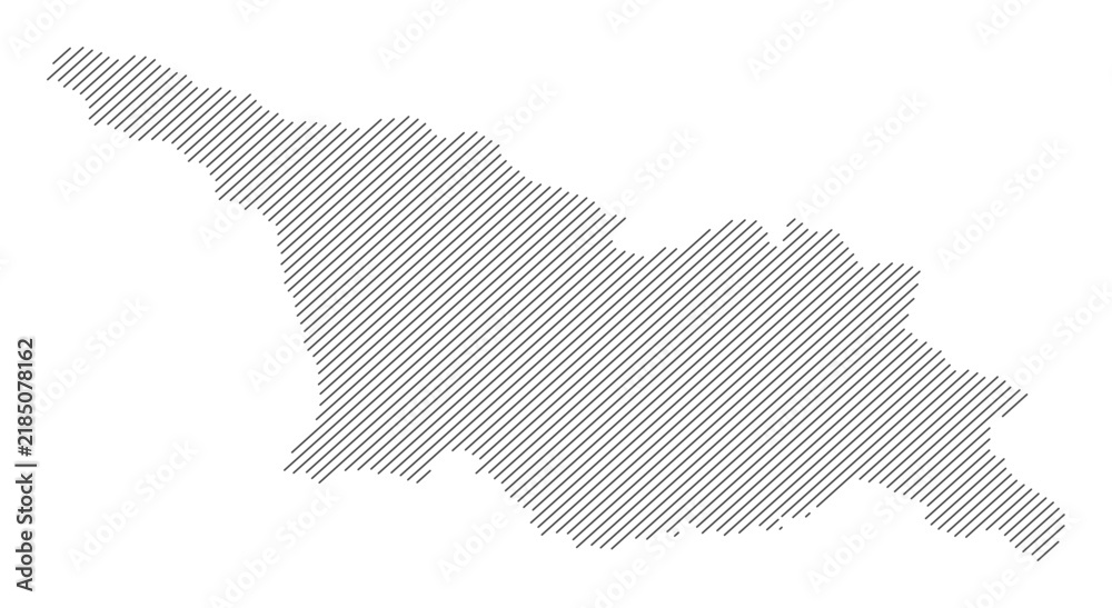 Fototapeta premium Georgia map with diagonal stripes in gray vector illustration