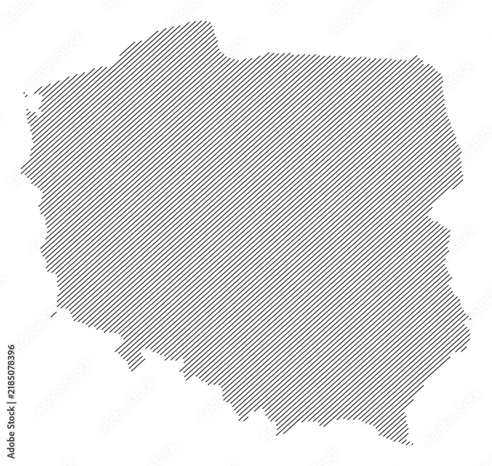 Obraz premium Poland map with diagonal stripes in gray vector illustration