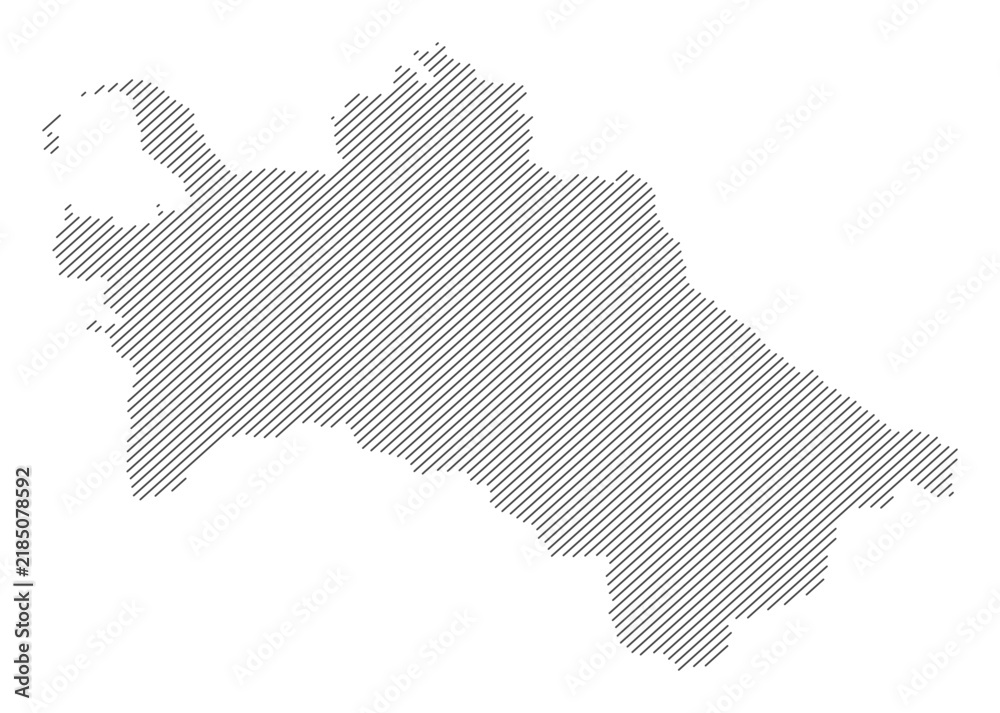 Fototapeta premium Turkmenistan map with diagonal stripes in gray vector illustration