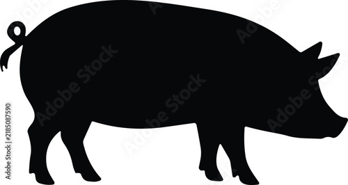 Black pig silhouette vector illustration isolated on white background for farming and agriculture concepts