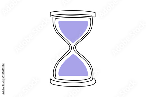Hourglass sand clock continuous line art minimalist vector illustration