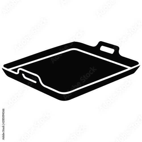 Black silhouette vector illustration of a rectangular baking pan with handles.