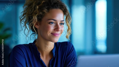 Smiling businesswoman in modern office