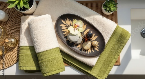 Serene Spa Sanctuary With Plush Towels And Aromatherapy Elements For Relaxation