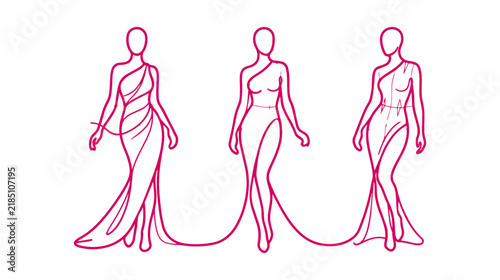 Female Figure Continuous Single Line Vector Art, Minimal Fashion Anatomy Silhouette Technical Drawing