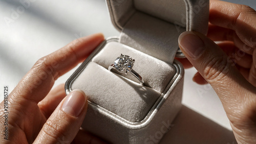 Woman opening luxury jewelry gift box