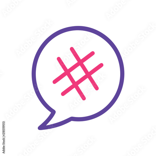 Hashtag Speech Bubble Icon For Social Media Chat Design