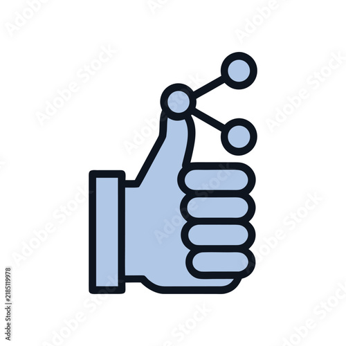 Thumbs Up Share Network Icon For Social Media Approval Design