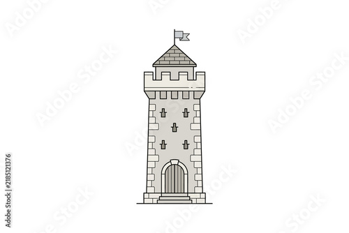 Fotografie Medieval Stone Castle Tower Vector Illustration