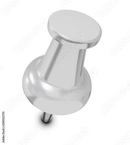 Silver Metallic Pushpin Thumbtack 3D