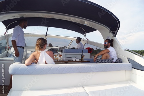 Photography Luxury motor yacht cruising on theSea near Cannes