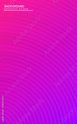 Concentric curved stripes radiating on a pink to purple vibrant gradient background