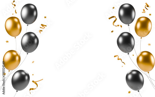 Black and Gold Balloon Side Column Border