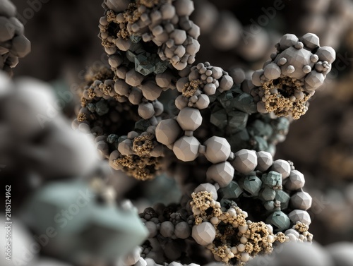 Detailed macro shot of abstract crystalline formations and geological minerals