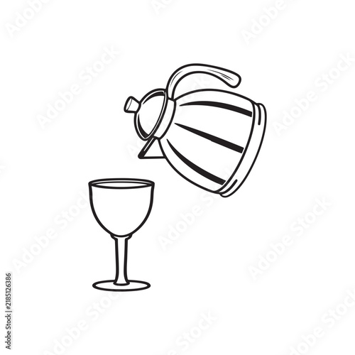 Wine Pouring From Decanter Into Glass Illustration