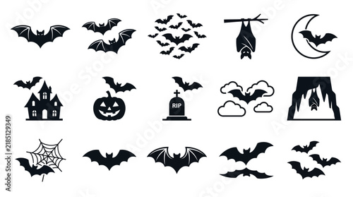 Halloween Bat Icons Set