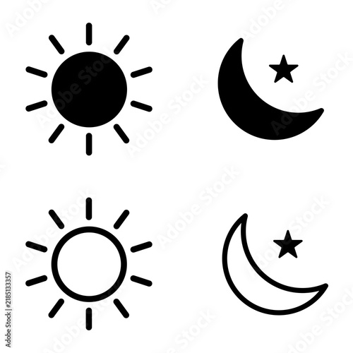 Sun moon icon illustration isolated vector sign symbol. silhouette icons. Morning and night. Day and night weather forecast symbol