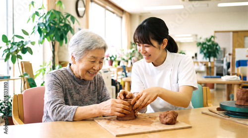 Naklejka 粘土を使った手指訓練の様子