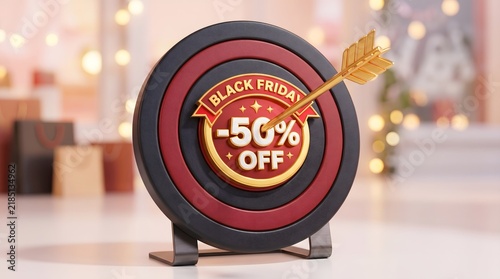 Black Friday Discount Target & Arrow 3D Graphic