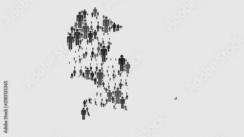 Animated map of Uttar Pradesh made up of a collage of human icons