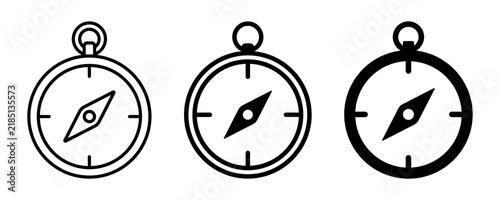 Compass Navigation Icon Set, Outline and Solid Direction Symbols
