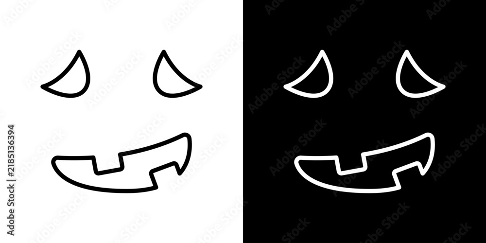 Fototapeta premium Jack-O-Lantern Face Line Icon Set. Halloween Pumpkin Carving, Spooky Expression, And Festive Decoration Outline Symbol Collection. Holiday Celebration. Editable Stroke. Isolated Vector Illustration
