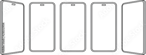 Smartphone Screen Mockup Set in Various Angles.