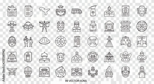 Set of 89 Vector Icons with Various Designs for Web Design, Mobile Apps, and Graphic Design Projects