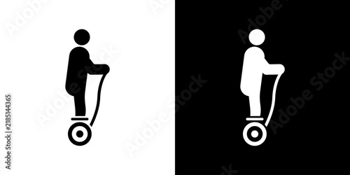 Person On Segway Solid Icon Set. Personal Transportation, Urban Mobility, And Eco-Friendly Commuting Silhouette Symbol Collection. Modern Travel Solution. Isolated Vector Illustration
