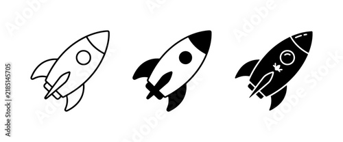 Rocket Icons, Spacecraft Symbols, Vector Illustrations for Launch, Exploration, and Technology Concepts