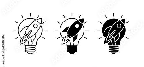 Rocket Ship Launching from Light Bulb: Idea Generation, Innovation, Startup Concepts