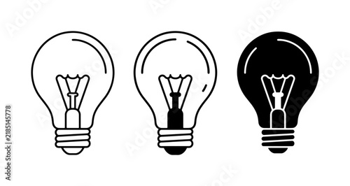 Light Bulb Icons Set: Idea Generation, Innovation, and Solutions, Vector Graphics