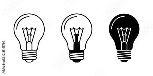 Light Bulb Icons: Idea, Innovation, and Inspiration Symbols, Vector Set