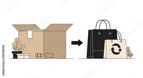 Sustainable E-commerce Packaging and Retail Transition Illustration