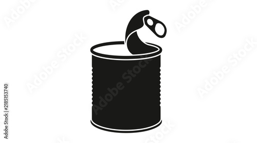 Opened tin can with pull tab black silhouette