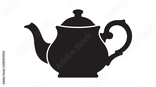 Black teapot silhouette against a white background a simple graphic design