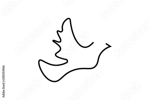 Dove bird peace one line art vector illustration