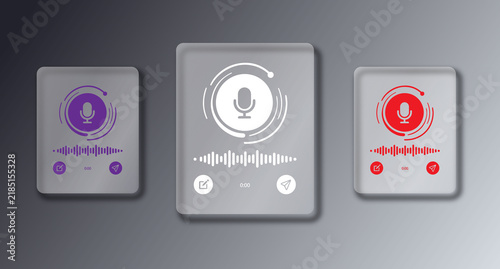 Modern Voice Message Interface UI Vector Design with Audio Waveform and Microphone Icon